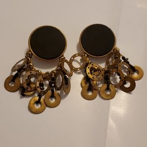 Chipita Vintage Earrings, pierced, lightweight, Onyx stone on top